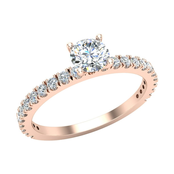 0.75 Ct Round Diamond Wedding Band Engagement Ring 14k kt Yellow Gold Pave Set